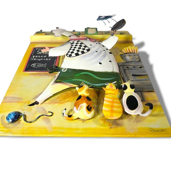 Durham Metal Wall Art Collector Set of 2 Chefs and Dogs and Cats in the … - Picture 5 of 14